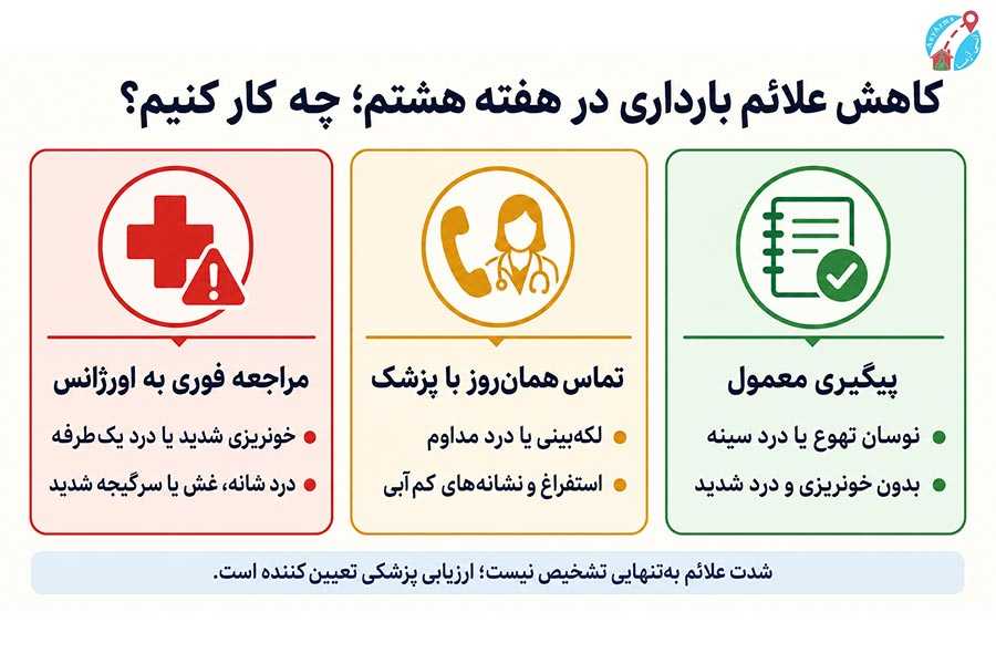 اینفوگرافی از بین رفتن علائم بارداری در هفته هشتم