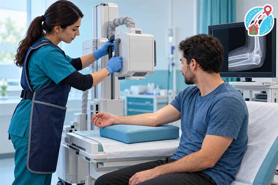 رادیولوژی آرنج با دستگاه پرتابل