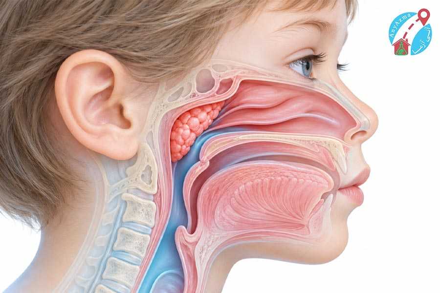 نمای آناتومی لوزه سوم بزرگشده